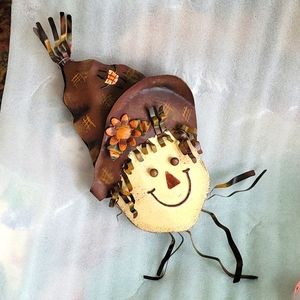 Halloween or Autumn Scarecrow, metal hanging wall or door decor